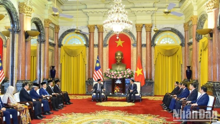 Quang cảnh buổi tiếp tại Phủ Chủ tịch trong chiều 21/7.