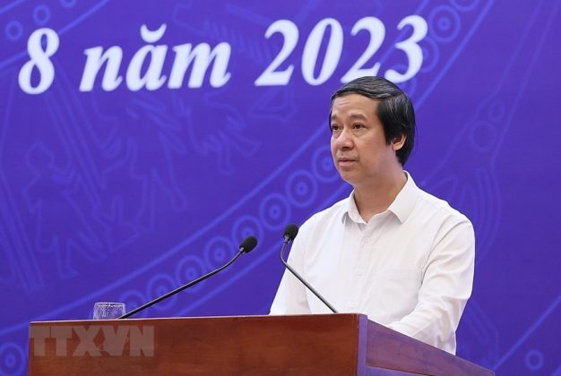 Bộ trưởng Bộ Gi&aacute;o dục v&agrave; Đ&agrave;o tạo Nguyễn Kim Sơn ph&aacute;t biểu.