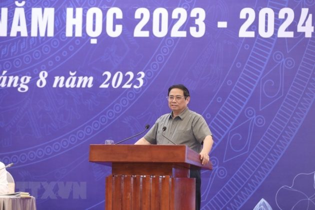 Thủ tướng Phạm Minh Ch&iacute;nh ph&aacute;t biểu tại hội nghị.