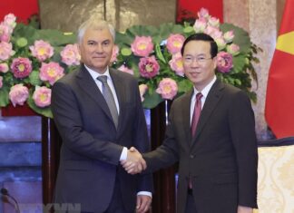 Chủ tịch nước Võ Văn Thưởng tiếp Chủ tịch Duma Quốc gia Nga Volodin