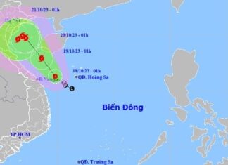 Áp thấp nhiệt đới cách quần đảo Hoàng Sa khoảng 200km về phía Tây, giật cấp 9