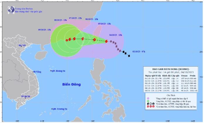 Dự báo bão Koinu: Từ ngày 5/10, vùng gần tâm bão gió cấp 11-12, giật cấp 15, sóng cao biển cao 6-8m; Trung Quốc ứng phó khẩn cấp