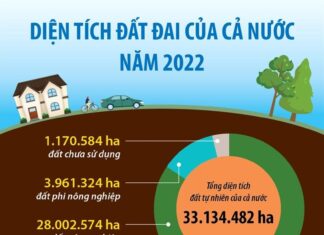 [Infographics] Kết quả thống kê diện tích đất đai của cả nước năm 2022