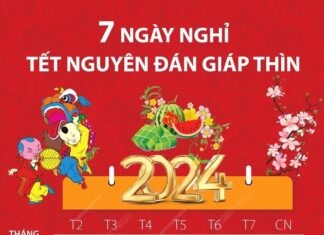 [Infographics] Lịch nghỉ Tết Nguyên đán Giáp Thìn 2024 chính thức