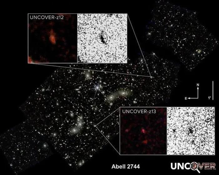 UNCOVER z12 va UNCOVER z13 la 2 thien ha co dai min - Xuất hiện 'đứa con của Big Bang' cách địa cầu 33 tỉ năm ánh sáng