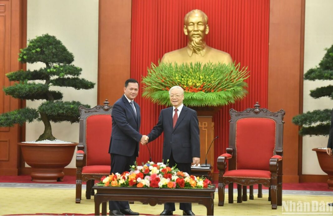 Tổng Bí thư Nguyễn Phú Trọng tiếp Thủ tướng Vương quốc Campuchia Samdech Moha Bovor Thipadei Hun Manet