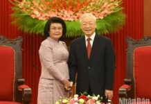 Tổng Bí thư Nguyễn Phú Trọng tiếp Chủ tịch Quốc hội Campuchia Samdech Khuon Sudary