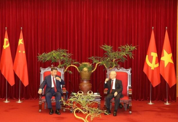 3 min 45 614x420 - Tổng Bí thư Nguyễn Phú Trọng, Tổng Bí thư, Chủ tịch nước Trung Quốc dự Tiệc trà