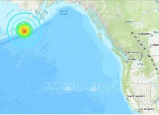 Động đất có độ lớn 5,9 tại bang Alaska (Mỹ)