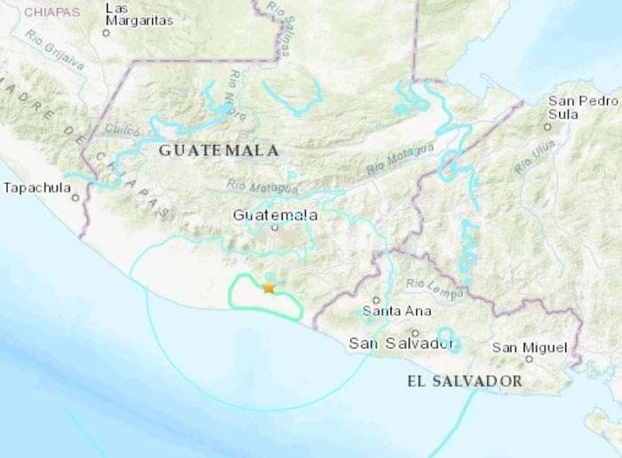 Vi tri xay ra tran dong dat o mien Nam Guatemala - Động đất độ lớn 6,0 ở miền Nam Guatemala, nhiều tuyến đường bị lở đất