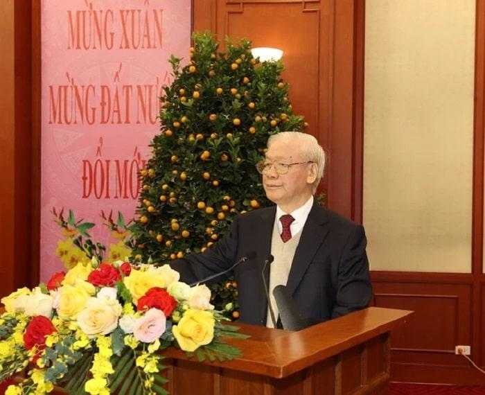 Tong Bi thu Nguyen Phu Trong chuc Tet 2 min - Tổng Bí thư Nguyễn Phú Trọng chúc Tết lãnh đạo, nguyên lãnh đạo Đảng, Nhà nước