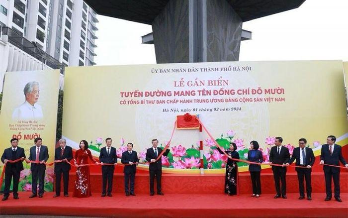 Hà Nội: Gắn biển tuyến đường được mang tên cố Tổng Bí thư Đỗ Mười
