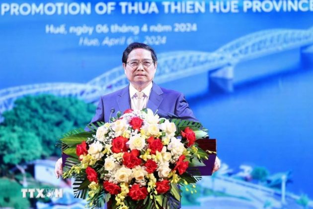 Thủ tướng Phạm Minh Ch&iacute;nh ph&aacute;t biểu tại Hội nghị c&ocirc;ng bố Quy hoạch tỉnh Thừa Thi&ecirc;n-Huế.