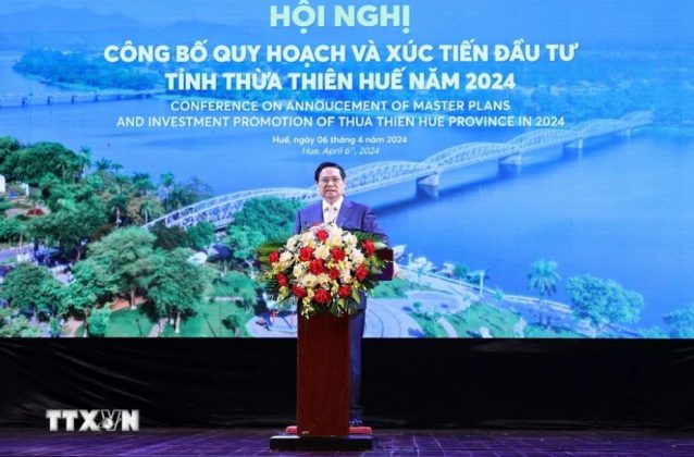 Thủ tướng Phạm Minh Ch&iacute;nh ph&aacute;t biểu tại Hội nghị c&ocirc;ng bố Quy hoạch tỉnh Thừa Thi&ecirc;n-Huế.