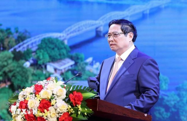 Thủ tướng Phạm Minh Ch&iacute;nh ph&aacute;t biểu tại Hội nghị c&ocirc;ng bố Quy hoạch tỉnh Thừa Thi&ecirc;n-Huế.