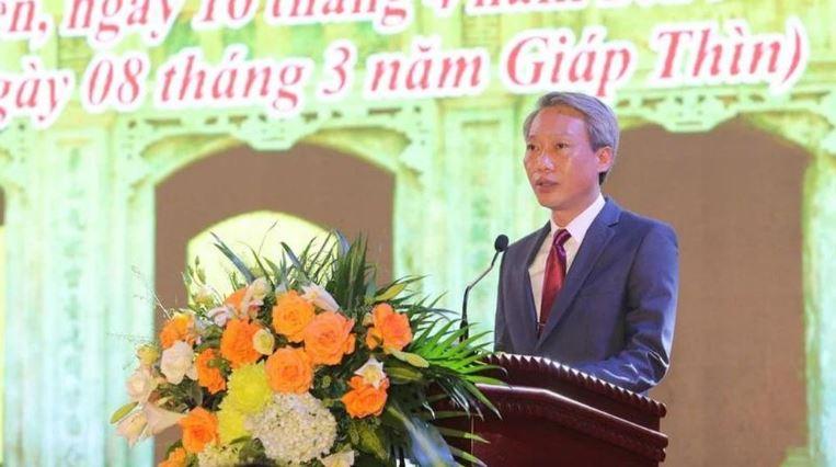 Chủ tịch Ủy ban nhân dân huyện Gia Viễn Phạm Văn Tam phát biểu tại buổi lễ.