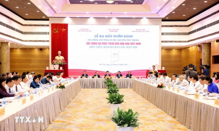 Lễ ra mắt cuốn s&aacute;ch của Đồng ch&iacute; Tổng B&iacute; thư Nguyễn Ph&uacute; Trọng &ldquo;X&acirc;y dựng v&agrave; ph&aacute;t triển nền văn h&oacute;a Việt Nam ti&ecirc;n tiến, đậm đ&agrave; bản sắc d&acirc;n tộc&rdquo;.