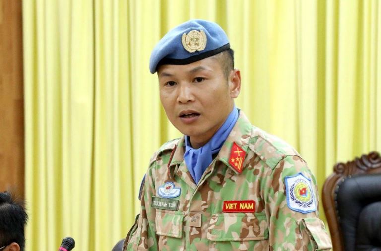 Thuong ta Truong Anh Tuan phat bieu nhan nhiem vu min - Chủ tịch nước cử sĩ quan Quân đội làm nhiệm vụ tại trụ sở Liên Hợp Quốc