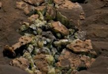 Tình cờ phát hiện ra tinh thể lưu huỳnh cực hiếm từ một tảng đá trên sao Hỏa