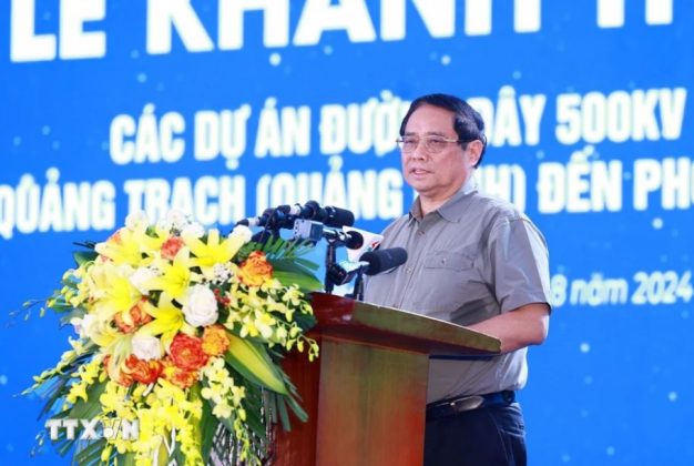 Thủ tướng Phạm Minh Ch&iacute;nh ph&aacute;t biểu tại Lễ kh&aacute;nh th&agrave;nh c&aacute;c dự &aacute;n đường d&acirc;y 500kV mạch 3.