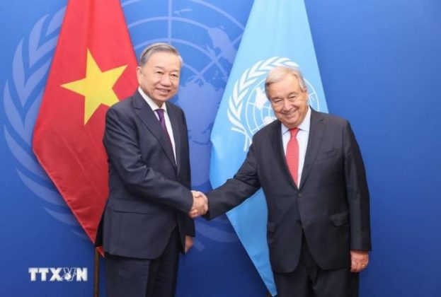 Tổng B&iacute; thư, Chủ tịch nước T&ocirc; L&acirc;m gặp Tổng thư k&yacute; Li&ecirc;n hợp quốc Antonio Guterres.