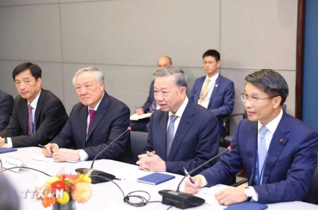 Tổng B&iacute; thư, Chủ tịch nước T&ocirc; L&acirc;m ph&aacute;t biểu tại cuộc tiếp l&atilde;nh đạo Viện nghi&ecirc;n cứu ch&iacute;nh s&aacute;ch Asia Society.