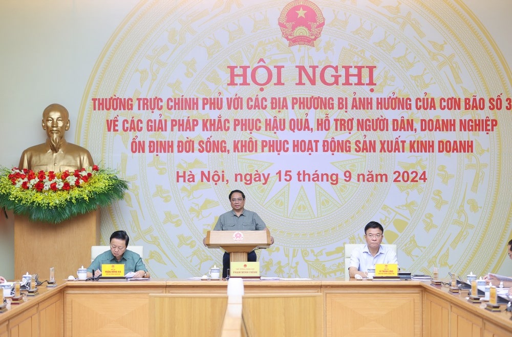 Hội nghị Thường trực Chính phủ với các địa phương về khắc phục hậu quả cơn bão số 3. 