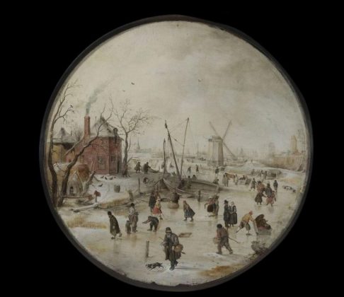 D&ograve;ng s&ocirc;ng băng c&ugrave;ng những người đi tr&ecirc;n băng, t&aacute;c giả Hendrick Avercamp, H&agrave; Lan.