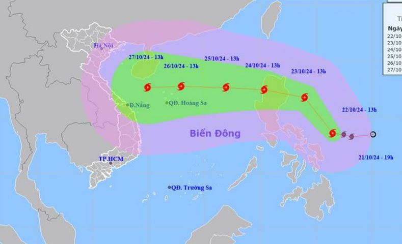 Bão Trami tiến sát Biển Đông, cường độ mạnh thêm