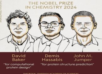 Giải Nobel Hóa học năm 2024 thuộc về các nhà khoa học David Baker, John M. Jumper, Demis Hassabis trong 2 công trình sử dụng phương pháp tính toán để thiết kế protein và dự đoán cấu trúc protein. Giải Nobel Hóa học năm 2024 thuộc về các nhà khoa học David Baker, John M. Jumper, Demis Hassabis trong 2 công trình sử dụng phương pháp tính toán để thiết kế protein và dự đoán cấu trúc protein.