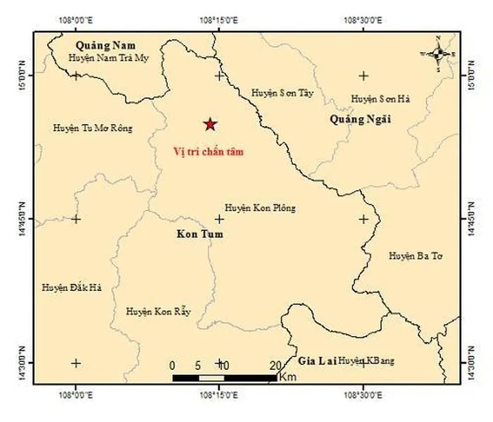 Kon Tum hứng 6 trận động đất trong chưa đầy 1 giờ
