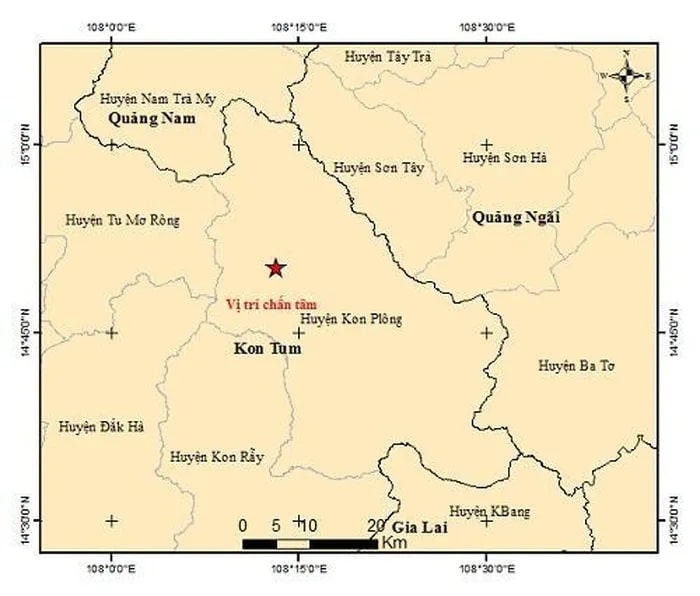 Kon Tum liên tục động đất mạnh