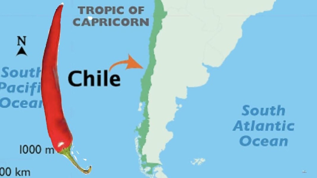 Chile là quốc gia thuộc khu vực Nam Mỹ, có diện tích hơn 700 nghìn km. Do lãnh thổ kéo dài dọc theo Nam Mỹ, hẹp chiều ngang và rất dài, giống như hình trái ớt nên Chile còn được biết đến với biệt danh “Đất nước hình quả ớt”