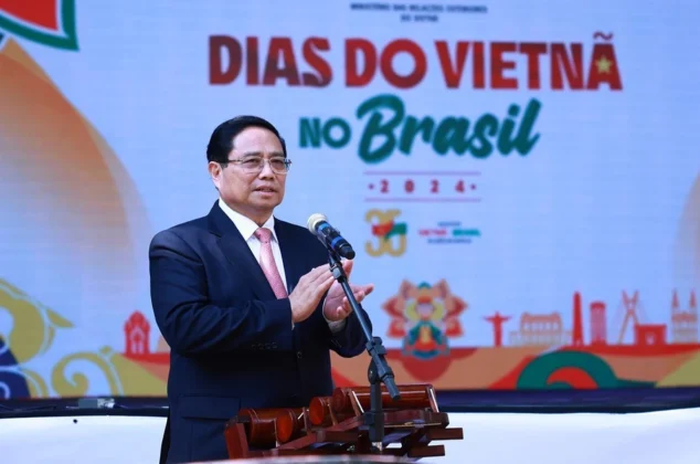 Thủ tướng Phạm Minh Ch&iacute;nh ph&aacute;t biểu tại chương tr&igrave;nh "Ng&agrave;y Việt Nam tại Brazil."