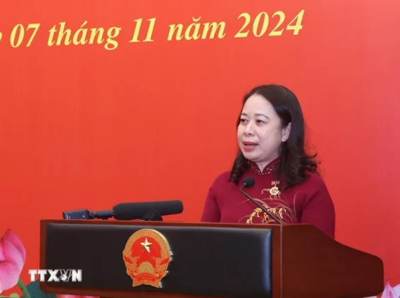 Ph&oacute; Chủ tịch nước V&otilde; Thị &Aacute;nh Xu&acirc;n ph&aacute;t biểu.