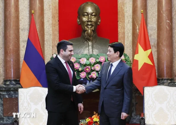 Chủ tịch nước Lương Cường tiếp Chủ tịch Quốc hội Cộng h&ograve;a Armenia Alen Simonyan.