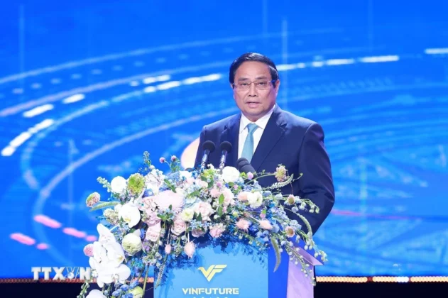 Thủ tướng Phạm Minh Ch&iacute;nh ph&aacute;t biểu tại Lễ trao giải VinFuture 2024.