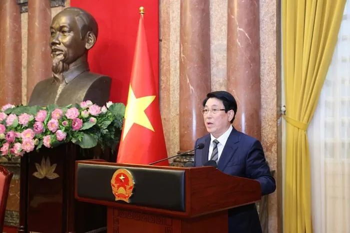Chủ tịch nước Lương Cường phát biểu tại buổi gặp mặt