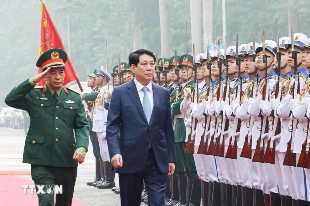 S&aacute;ng 26/12, tại H&agrave; Nội, Chủ tịch nước Lương Cường dự v&agrave; chỉ đạo Hội nghị Qu&acirc;n ch&iacute;nh To&agrave;n qu&acirc;n năm 2024.