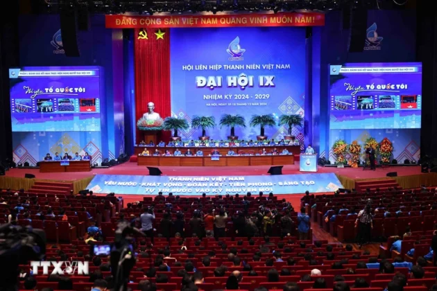 Phi&ecirc;n trọng thể Đại hội Hội Li&ecirc;n hiệp Thanh ni&ecirc;n Việt Nam lần 9. (Ảnh: Minh Đức/TTXVN)