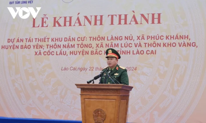 Thiếu tướng Nguyễn Hữu Ngọc, Tư lệnh Binh đo&agrave;n 12 ph&aacute;t biểu tại buổi lễ.