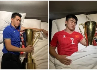 Màn ăn mừng kinh điển ngủ với Cúp của các tuyển thủ Việt Nam gây 'bão' mạng