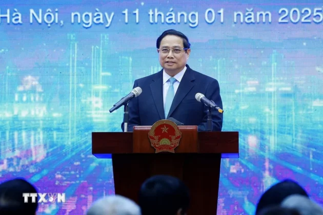 Thủ tướng Phạm Minh Ch&iacute;nh ph&aacute;t biểu chỉ đạo tại Hội nghị triển khai nhiệm vụ năm 2025 của Đ&agrave;i Truyền h&igrave;nh Việt Nam.