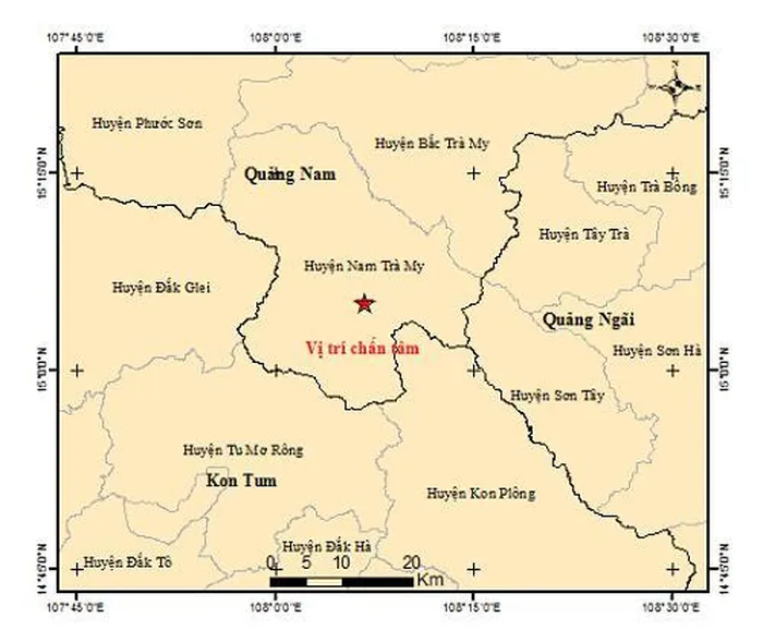 Động đất 3.5 độ ở Quảng Nam gây rung lắc