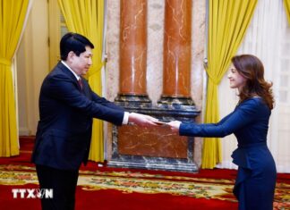 Chủ tịch nước Lương Cường tiếp các Đại sứ đến trình Quốc thư