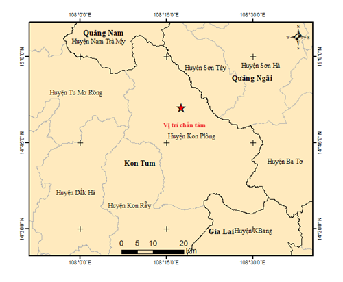 Sáng nay Kon Tum xảy ra liên tiếp 3 trận động đất