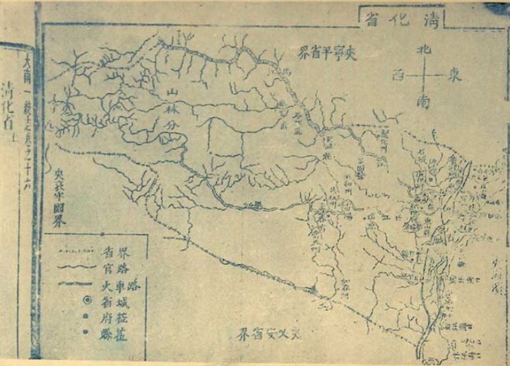 Bản đồ cổ tỉnh Thanh Hóa vào cuối thế kỷ 19, thời nhà Nguyễn. 