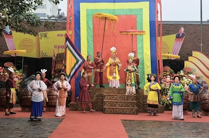 Màn tái hiện cuộc khởi nghĩa Hai Bà Trưng tại lễ kỷ niệm 1984 năm khởi nghĩa Hai Bà Trưng năm 2024.