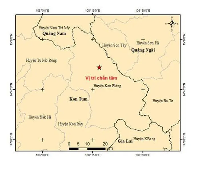 Xảy ra 2 trận động đất trên 3 độ ở Kon Tum