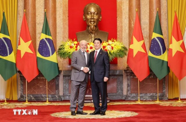 Chủ tịch nước Lương Cường với Tổng thống Cộng h&ograve;a Li&ecirc;n bang Brazil Luiz In&aacute;cio Lula da Silva.